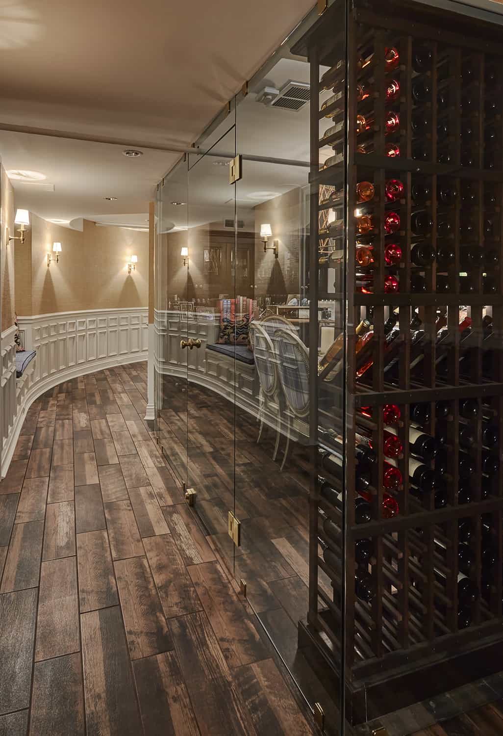 glass wine room in chicago basement remodel