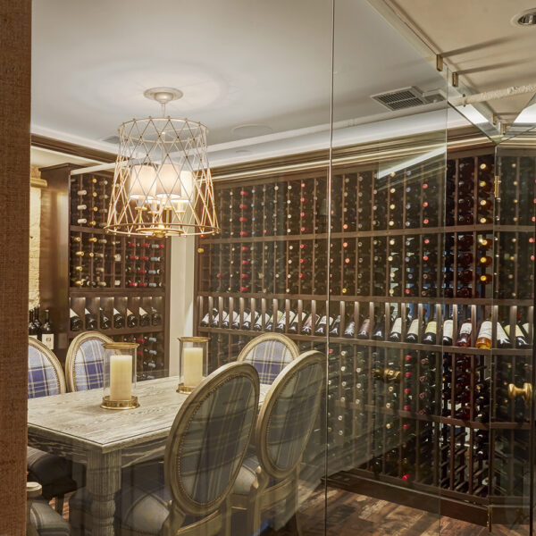 glass enclosed wine tasting room