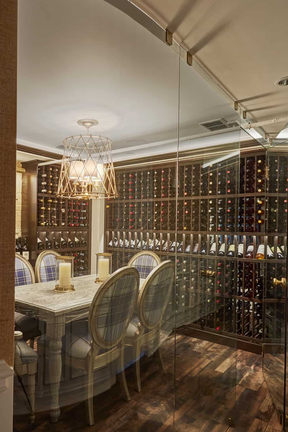 glass enclosed wine tasting room