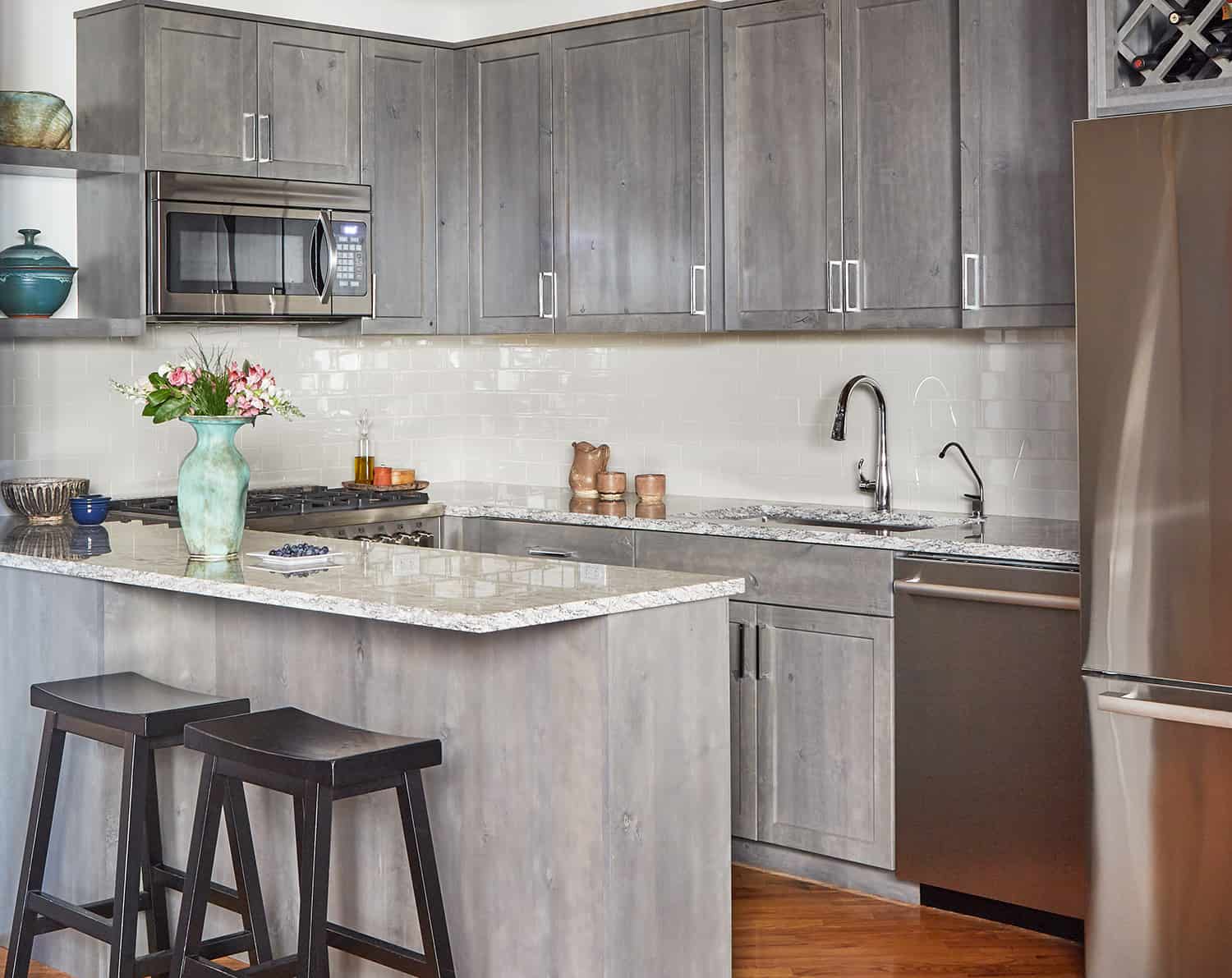 gray cabinets small chicago kitchen remodel