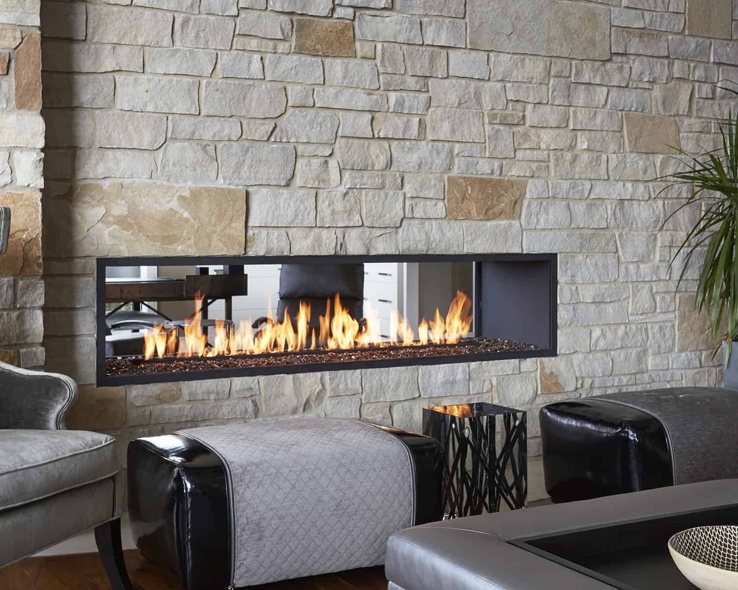 linear fireplace detail