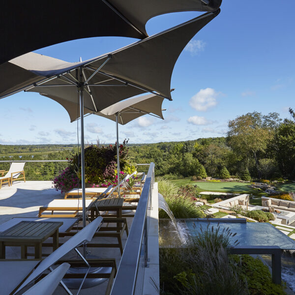 multi-level-waterfalls shade sails on patio