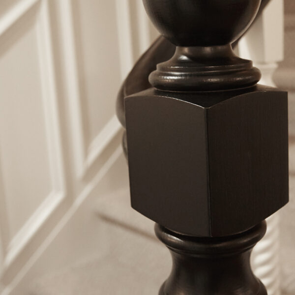 dark wood newel post detail