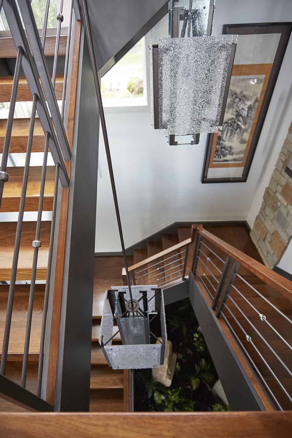 overhead view of staircase