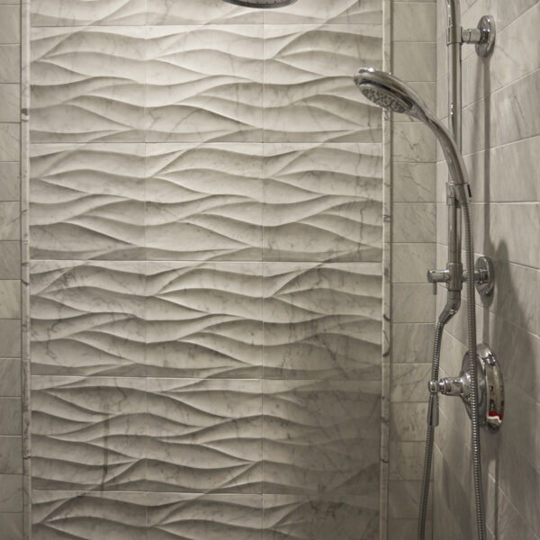 primary-shower-stone sculptural wall tile in shower