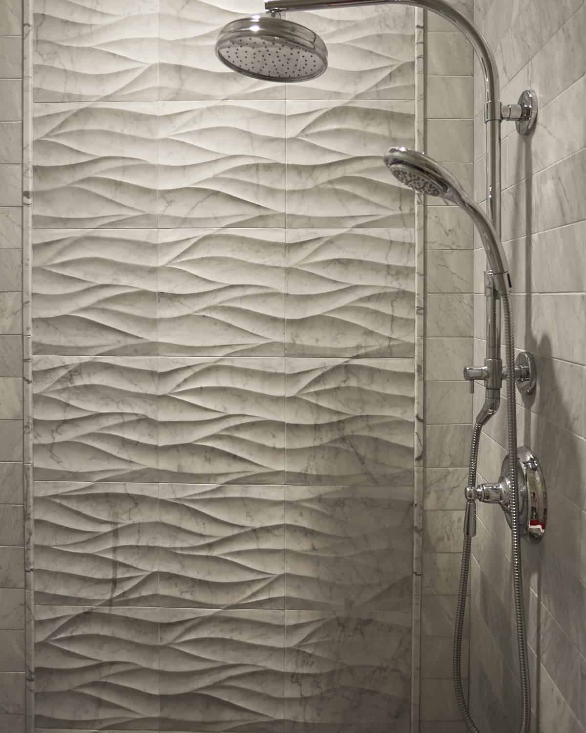 sculptural wall tile in shower