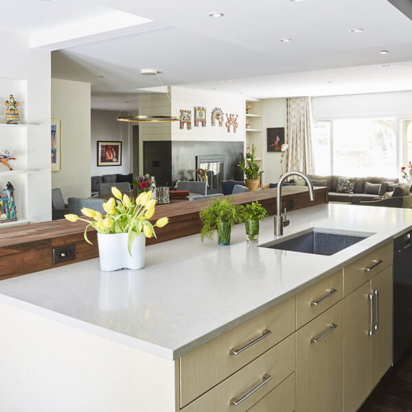 view from kitchen to great room