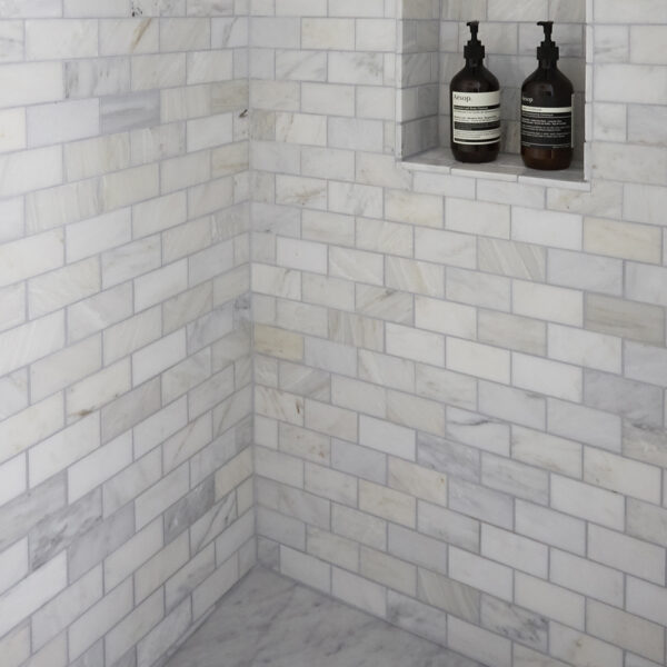 marble shower niche detail