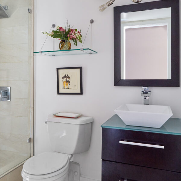 floating vanity with vessel sink