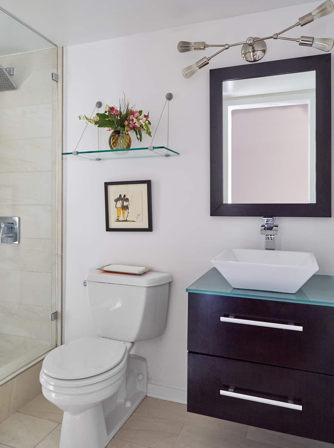 floating vanity with vessel sink