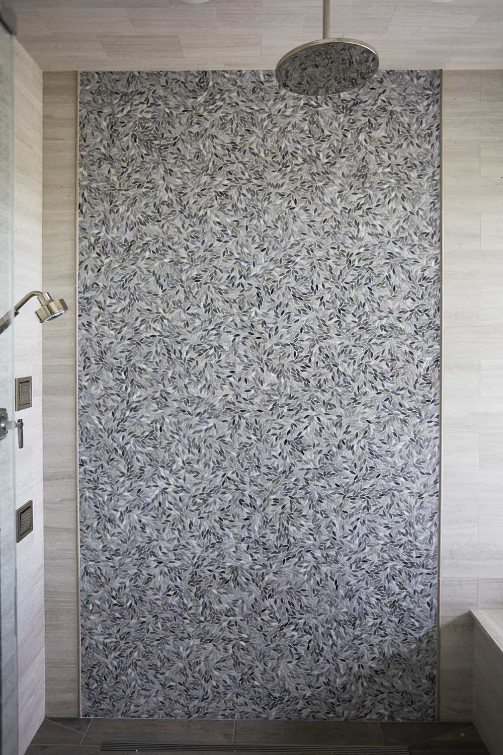 accent tile wall in primary shower