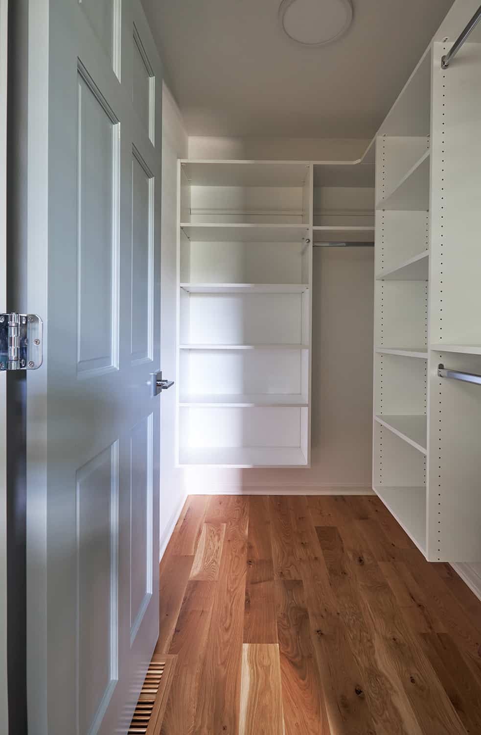 open shelving in linen closet