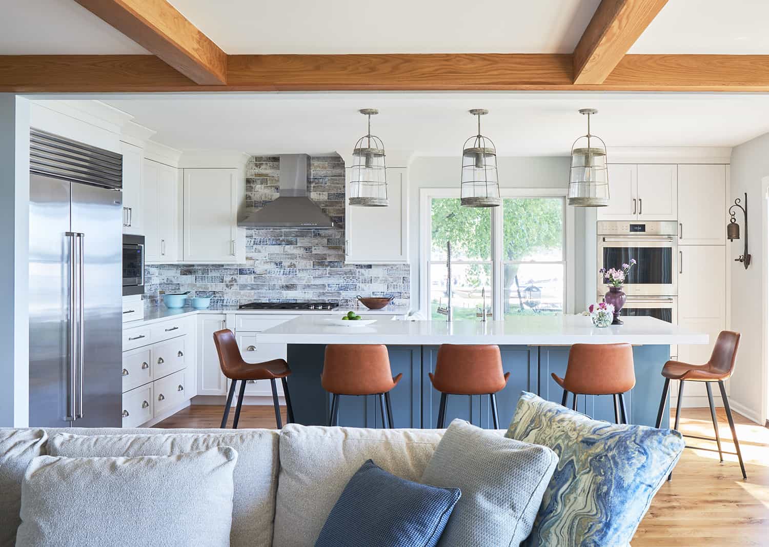 blue kitchen island