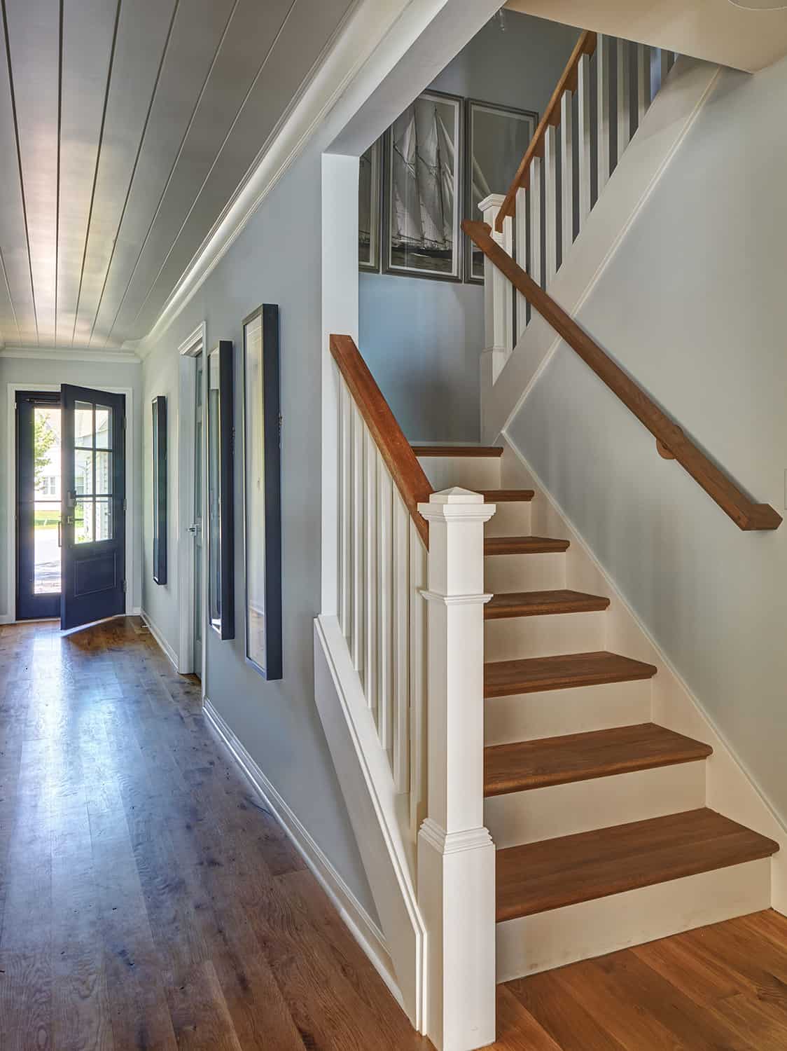 hallway with partially open front door