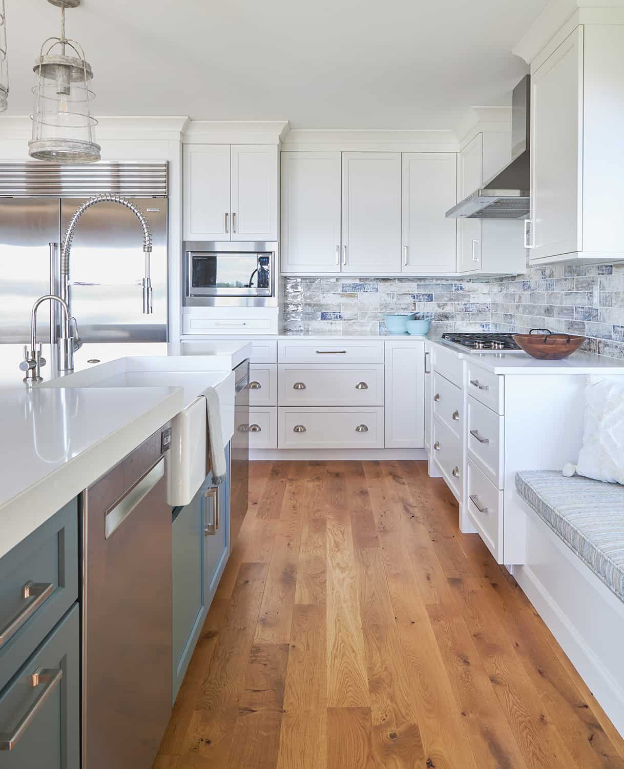 white cabinets in traditional kitchen