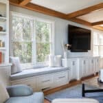 window seat with built-in cabinets