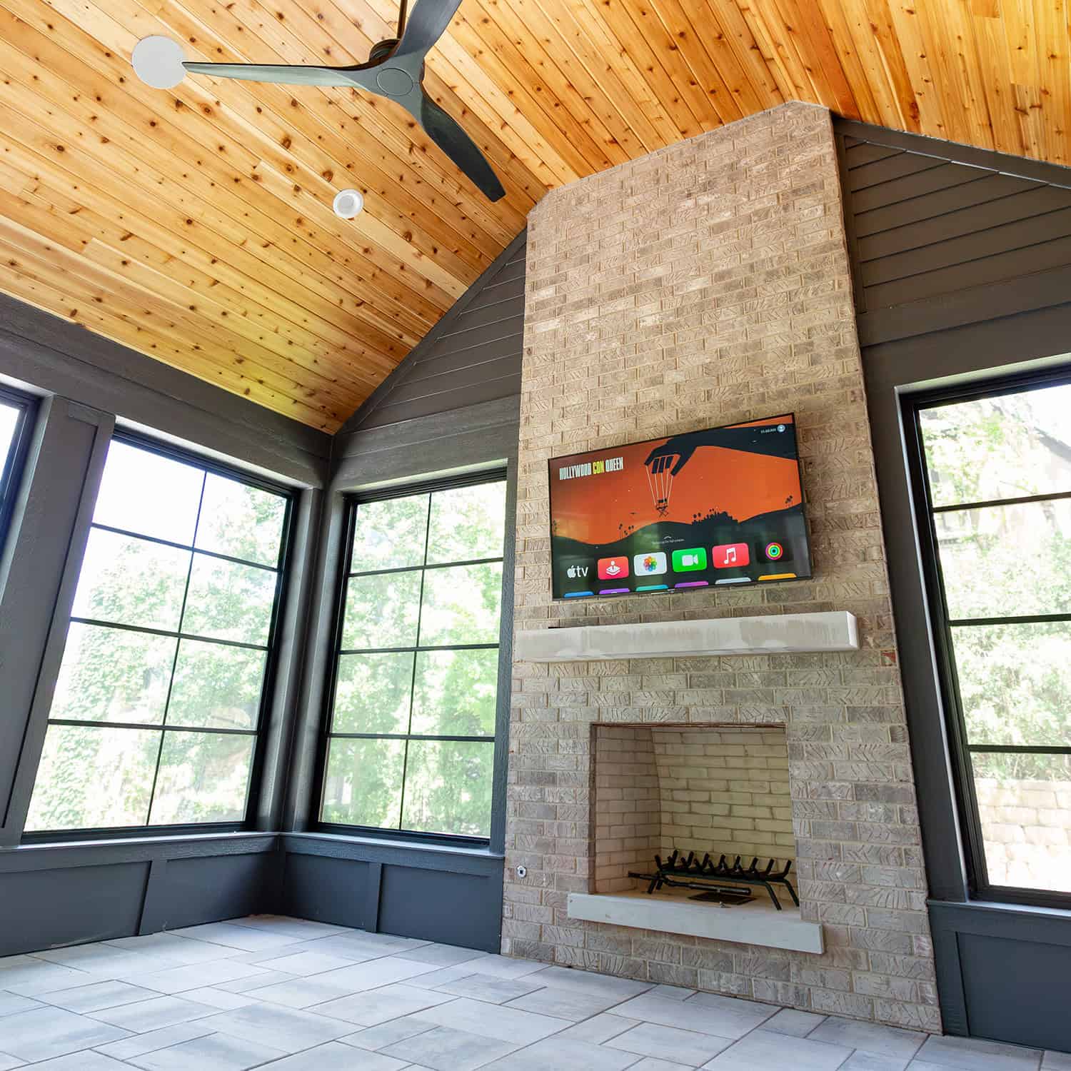 television on screen porch