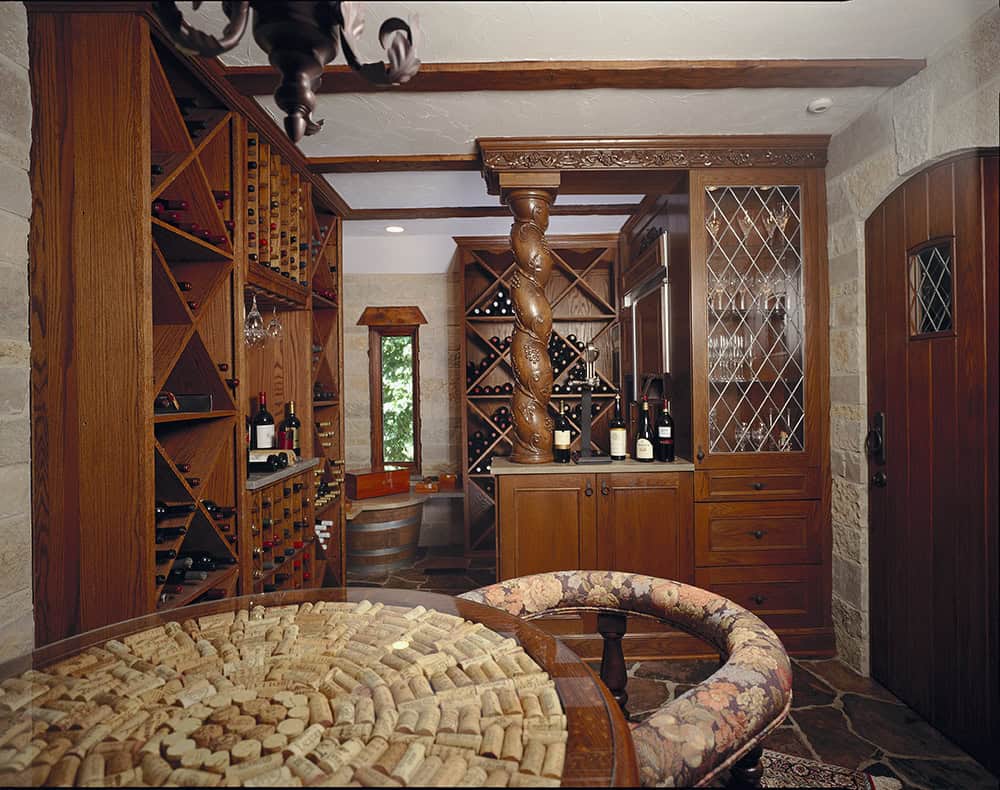 wine-cellar-tasting-table ornate tasting room